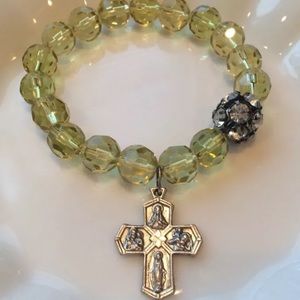 2 for $25 Citrine Czech Bracelet Catholic Cross km